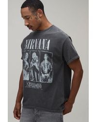 BoohooMAN - Oversized Washed Nirvana License Print T-Shirt - Lyst