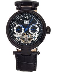 Heritor - Ganzi Semi-Skeleton Leather-Band Watch - Lyst