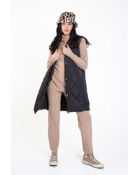 Gini London - Longline Padded Gilet With Hood - Lyst