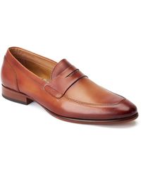 Base London - Bruno Leather Burnt Loafers - Lyst