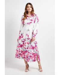 Wallis - Floral Belted Midi Shirt Dress - Lyst