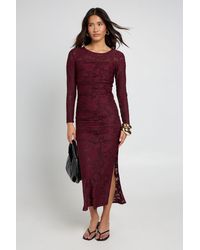 Boohoo - Burnout Floral Long Sleeve Ruched Body Midaxi Dress - Lyst