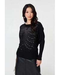 Izabel London - Sparkle Front Batwing Sleeve Jumper - Lyst