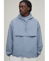 BoohooMAN - Oversized Boxy Check ¼ Zip Hooded Cagoule - Lyst