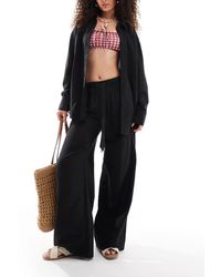 ASOS - Isabel Mix & Match Linen Look Tie Waist Beach Trouser - Lyst