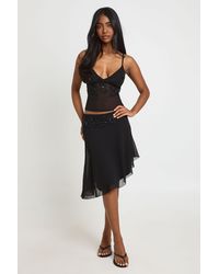 Boohoo - Embroidered Sequin Asymmetric Midi Skirt - Lyst
