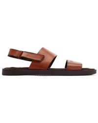 Base London - Aries Waxy Leather Ankle-Strap Sandal - Lyst