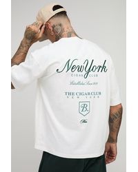 BoohooMAN - Tall Oversized Boxy Heavyweight New York Script T-Shirt - Lyst