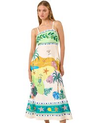 Roman - Beach Print Strappy Midi Dress - Lyst