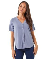 Roman - Petite V-Neck Buttoned Blouse - Lyst