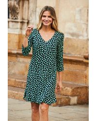 Sosandar - Mint Heart Print Ruffle Hem Shift Dress - Lyst