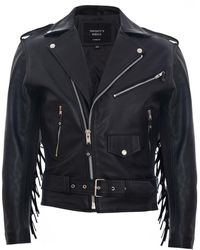 Infinity Leather - Fringe Hide Brando Tasseled Motorcycle Biker Jacket - Lyst