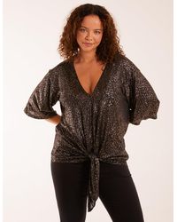 Blue Vanilla - Leopard V Neck Tie Front Top - Lyst