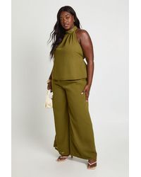 Boohoo - Plus Chiffon Mid Rise Wide Leg Trousers - Lyst