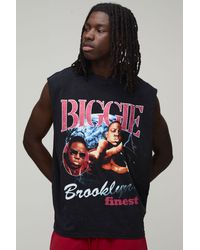 BoohooMAN - Oversized Biggie Acid Wash License Print Tank - Lyst