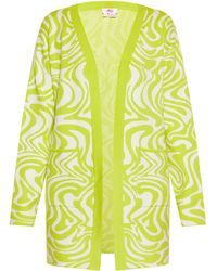 myMo - Strickjacke Damen Wollweiss Limette - Lyst