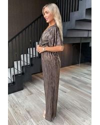 AX Paris - Plisse Buckle Detail Wrap Jumpsuit - Lyst