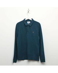 Farah - Men's Haslam Long Sleeve Polo Shirt In Blue - Lyst