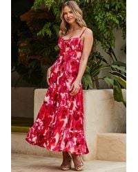 Sosandar - Floral Print Corset Detail Maxi Dress - Lyst