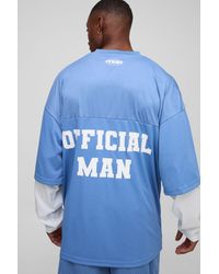 BoohooMAN - Oversized Official Faux Layer Mesh Hockey Top - Lyst