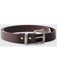 BoohooMAN - Pu Western Buckle Belt - Lyst