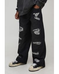 BoohooMAN - Baggy Fit Washed Stitch Ripped Jeans - Lyst