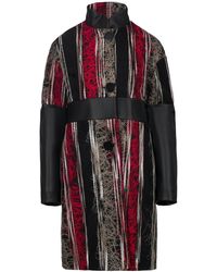 Conquista - Rode Wollen Jas Met Zwarte Imitatieleren Details - Lyst