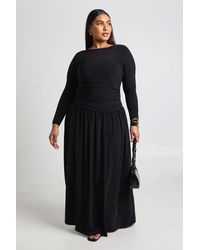 Boohoo - Plus Soft Ruched Long Sleeve Maxi Dress - Lyst
