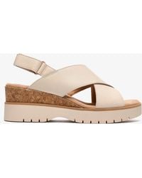 Clarks - Diaz Cross Cream Leather Sandals - Lyst