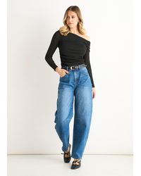 Gini London - Jersey Slash Neck Long Sleeves Top - Lyst