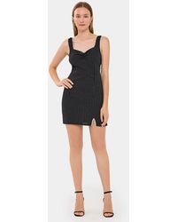 Hiccup - Sleeveless Striped Mini Dress With Bow Detail And Slit - Lyst
