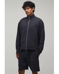 BoohooMAN - Oversized Boxy Rib Dual Ended Zip Through Funnel Neck Short Tracksuit - Lyst