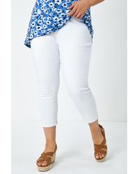 Roman Curve - Elastic Waist Cropped Denim Jeggings - Lyst