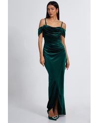 Quiz - Bottle Velvet Cowl Neck Maxi Dress Material_Polyester - Lyst