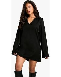 Boohoo - Petite Collar Detail Woven Tailored Shift Dress - Lyst