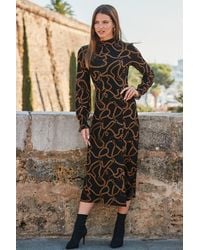Sosandar - Chain Print High Neck Jersey Dress - Lyst