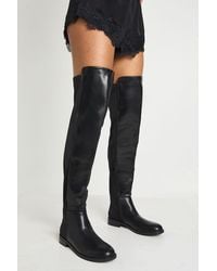 Boohoo - Over The Knee Stretch Flat Boots - Lyst