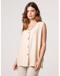Blue Vanilla - Button Through Side Detail Waistcoat Top - Lyst