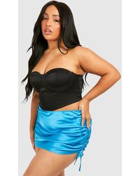 Boohoo - Plus Satin Detail Ruched Side Mini Skirt - Lyst