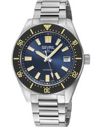 Gevril - Mariner Row Automatic, Ss Case, Bezel, Dial, 316L Stainless Steel Satin Bracelet Watch - Lyst