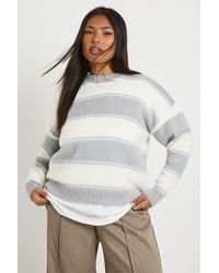 Boohoo - Plus Oversized Marl Stripe Jumper - Lyst