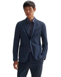 BOSS - Solid Patterned Suit Jacket With Flap Pocket - Lyst