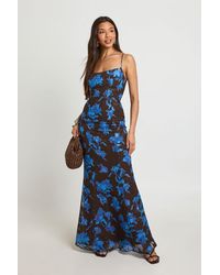 Boohoo - Jacquard Floral Bust Detail Fitted Maxi Dress - Lyst