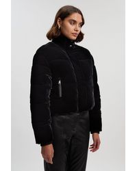 Karen Millen - Padded Velvet Short Coat - Lyst
