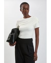 Karen Millen - Viscose Jersey Wrap Overlay Top - Lyst
