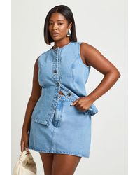 Boohoo - Plus Denim Horn Button Mini Skirt - Lyst