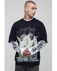 BoohooMAN - Oversized Rhinestone Scale Graphic Faux Sleeve T-Shirt - Lyst