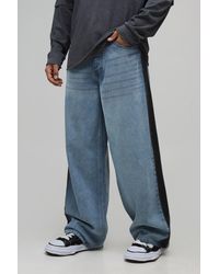 BoohooMAN - Baggy Fit Washed Side Panel Jeans - Lyst