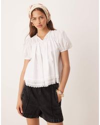 ASOS - Cotton Lace Trim Blouse - Lyst