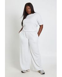 Boohoo - Plus Waffle T-Shirt And Wide Leg Trouser Co-Ord - Lyst